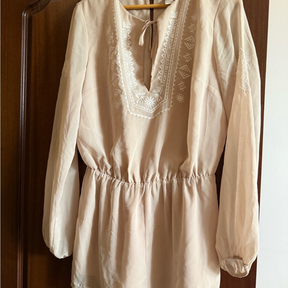 Zara Cream and White Tunic Romper